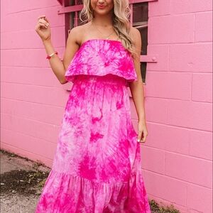 FAVLUX Pink Strapless Dress